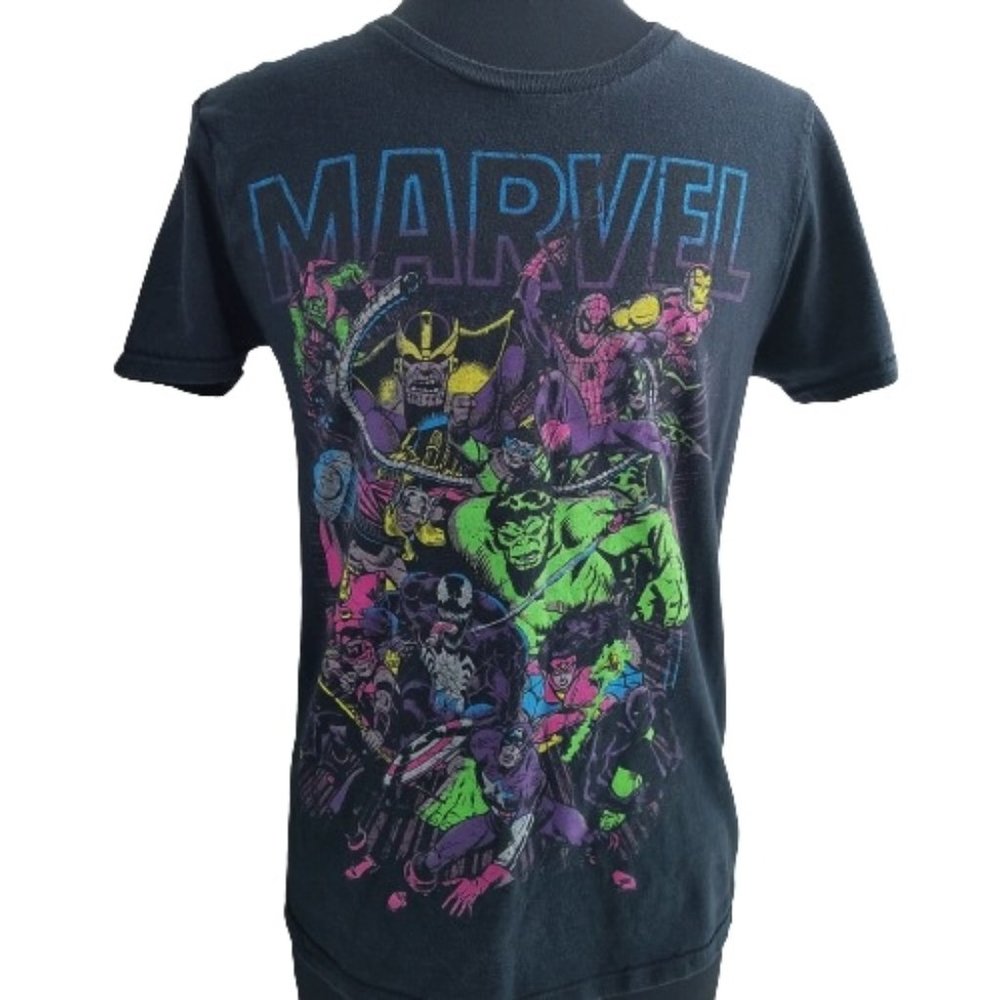 Marvel Tee Shirt with Flourescent Characters sz S